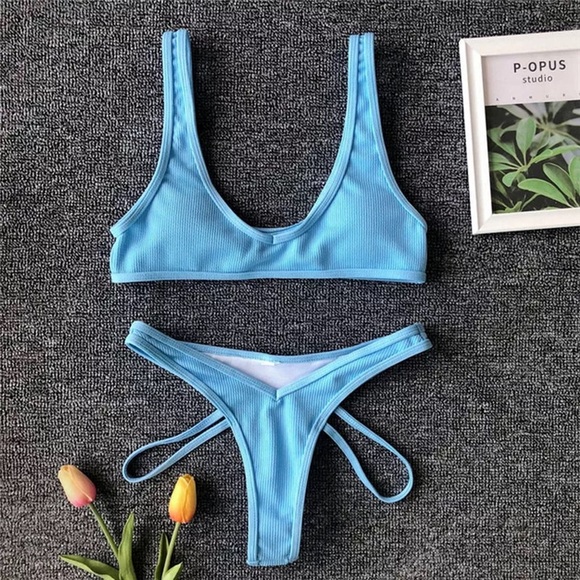 boutique Other - NWT Blue Tiny Trendy Sexy Bathing Suit Set